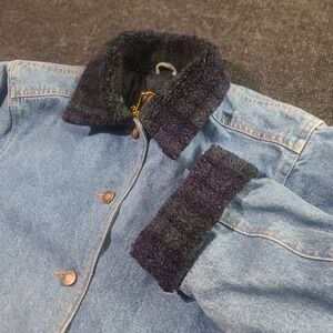 Vintage KC Collections Denim Jean Barn Jacket Quilted‎ Lining Collar Med